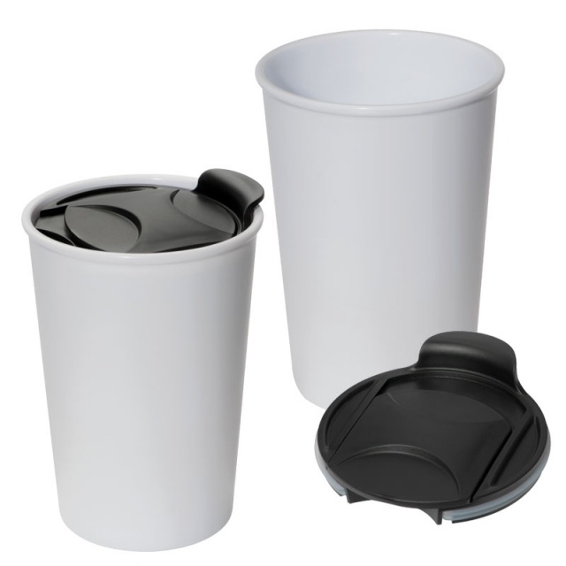 Logo trade promotional gifts image of: Plastic mug 'Istanbul'  color white