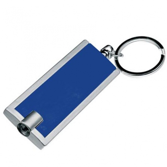 Logo trade promotional items image of: Plastic key ring 'Bath'  color blue