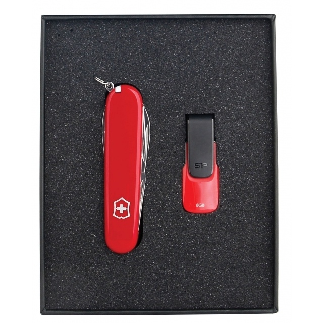 Logo trade promotional gifts picture of: Gift set   8GB color red