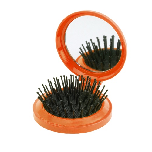 Logo trade promotional items image of: mirror with hairbrush AP731367-03 orange