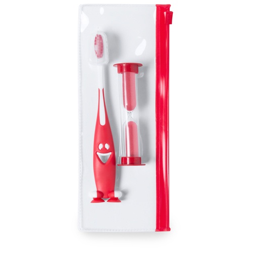 Logo trade promotional merchandise photo of: toothbrush set AP741956-05 red