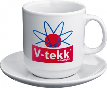 Logo trade promotional product photo of: Set of white coffee mug and coaster, white