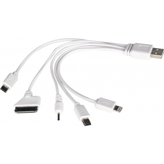 Logotrade advertising products photo of: Power bank USB cable 5-in-1, white