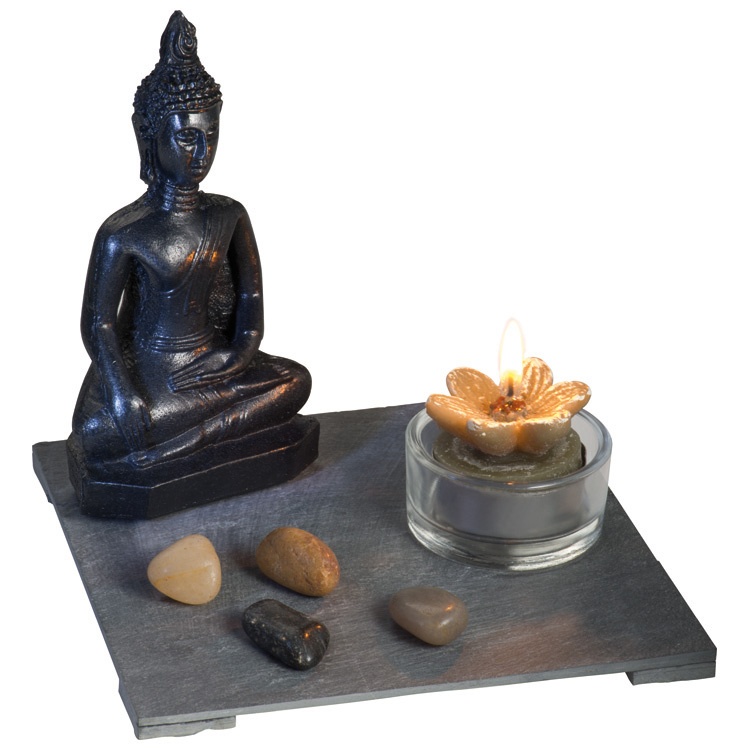 Logo trade promotional merchandise picture of: Buddha set 'dubai' grey, Grey