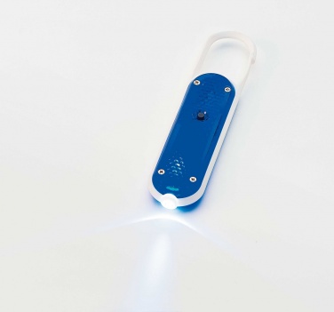 Logotrade promotional giveaway picture of: Plastic safety reflector with carabiner and light, blue