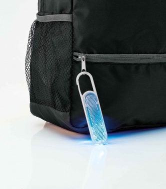 Logo trade promotional merchandise picture of: Plastic safety reflector with carabiner and light, blue