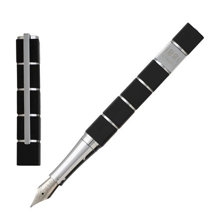 Logo trade promotional merchandise picture of: Fountain pen Cubo, black