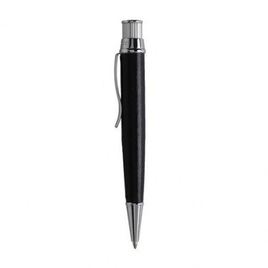 Logotrade promotional product picture of: Ballpoint pen Evidence Leather Black