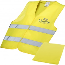 Professional safety vest in pouch, yellow