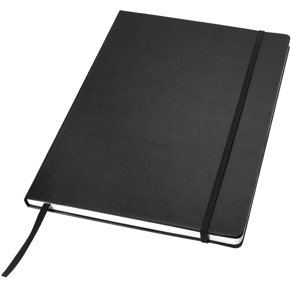 Logo trade corporate gifts image of: Executive A4 hard cover notebook, black