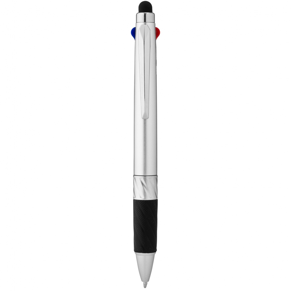 Logo trade promotional giveaways picture of: Burnie multi-ink stylus ballpoint pen, silver