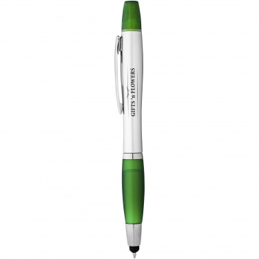 Logo trade promotional merchandise image of: Nash stylus ballpoint pen and highlighter, green