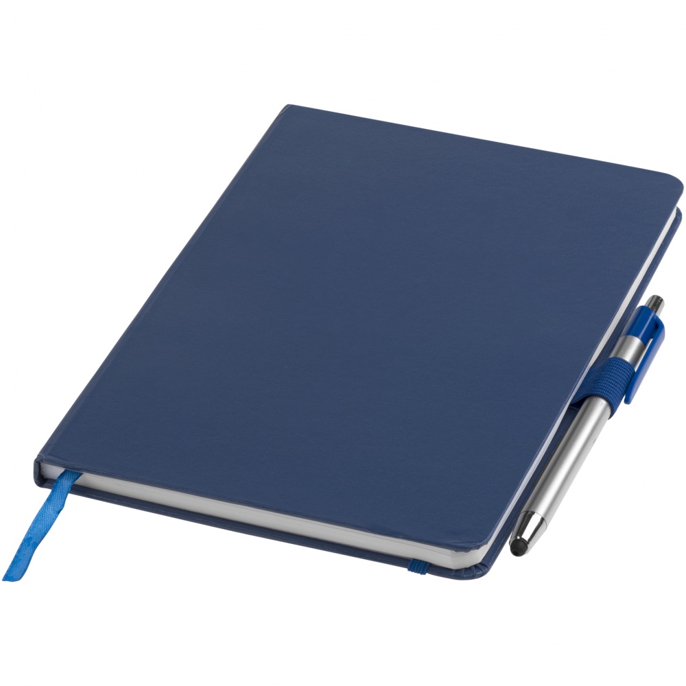 Logotrade promotional items photo of: Crown A5 Notebook and stylus ballpoint Pen, dark blue