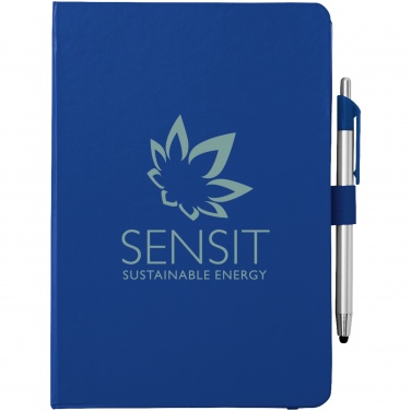 Logo trade promotional items picture of: Crown A5 Notebook and stylus ballpoint Pen, dark blue