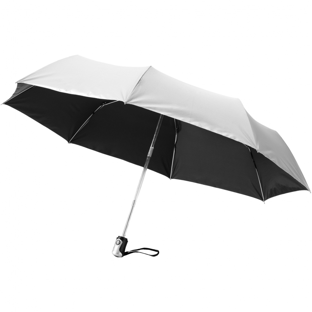 Logo trade promotional item photo of: 21.5" Alex 3-Section auto open and close umbrella, silver