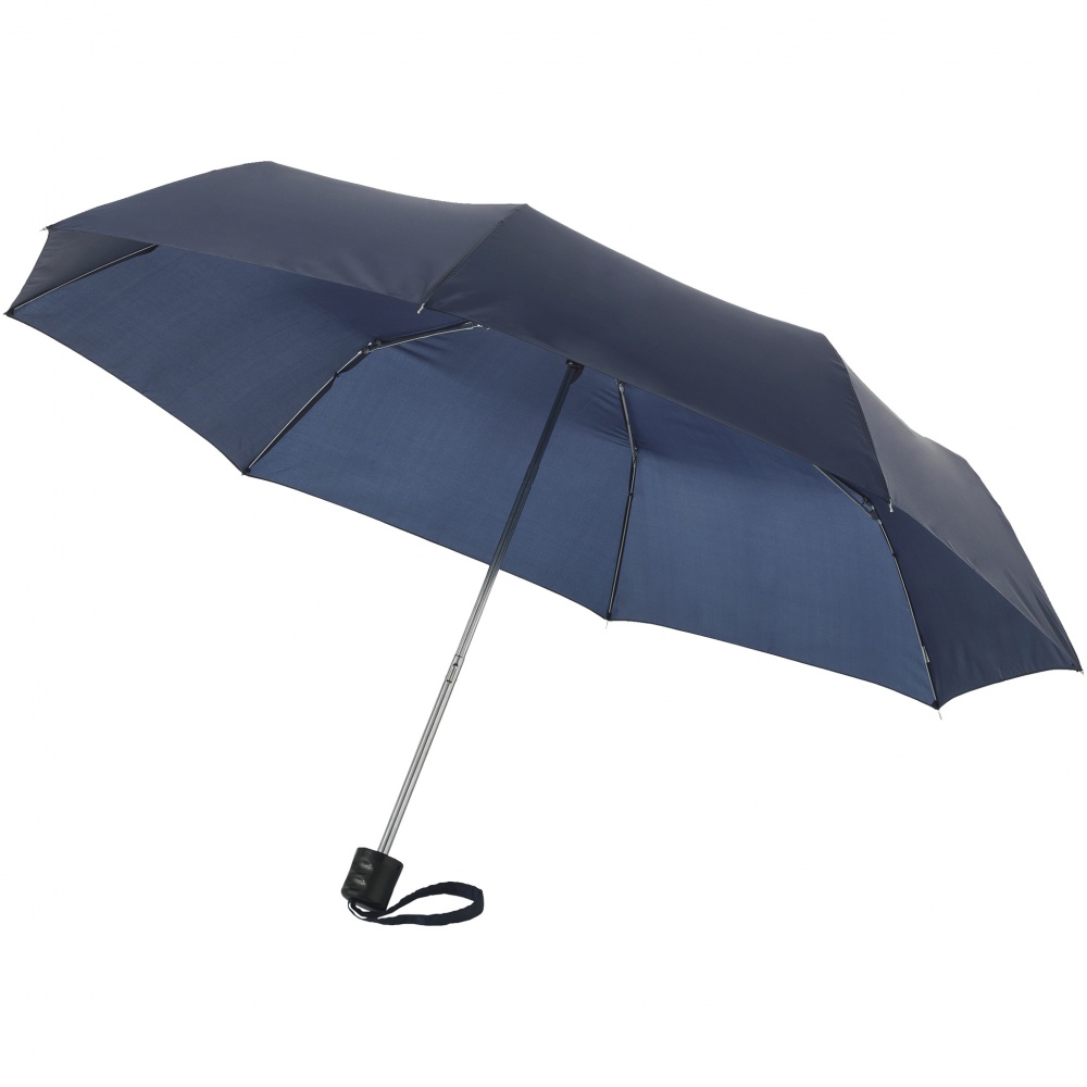 Logo trade promotional gifts picture of: 21,5'' 3-section Ida Umbrella, navy blue