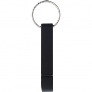 Logo trade promotional giveaways image of: Tao alu bottle and can opener key chain, black