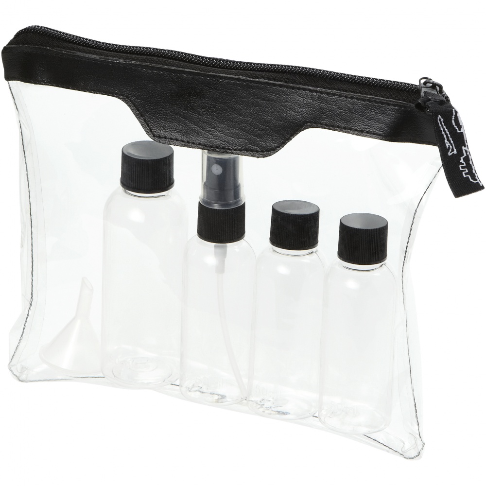 Logo trade promotional giveaway photo of: Munich airline approved travel bottle set, black