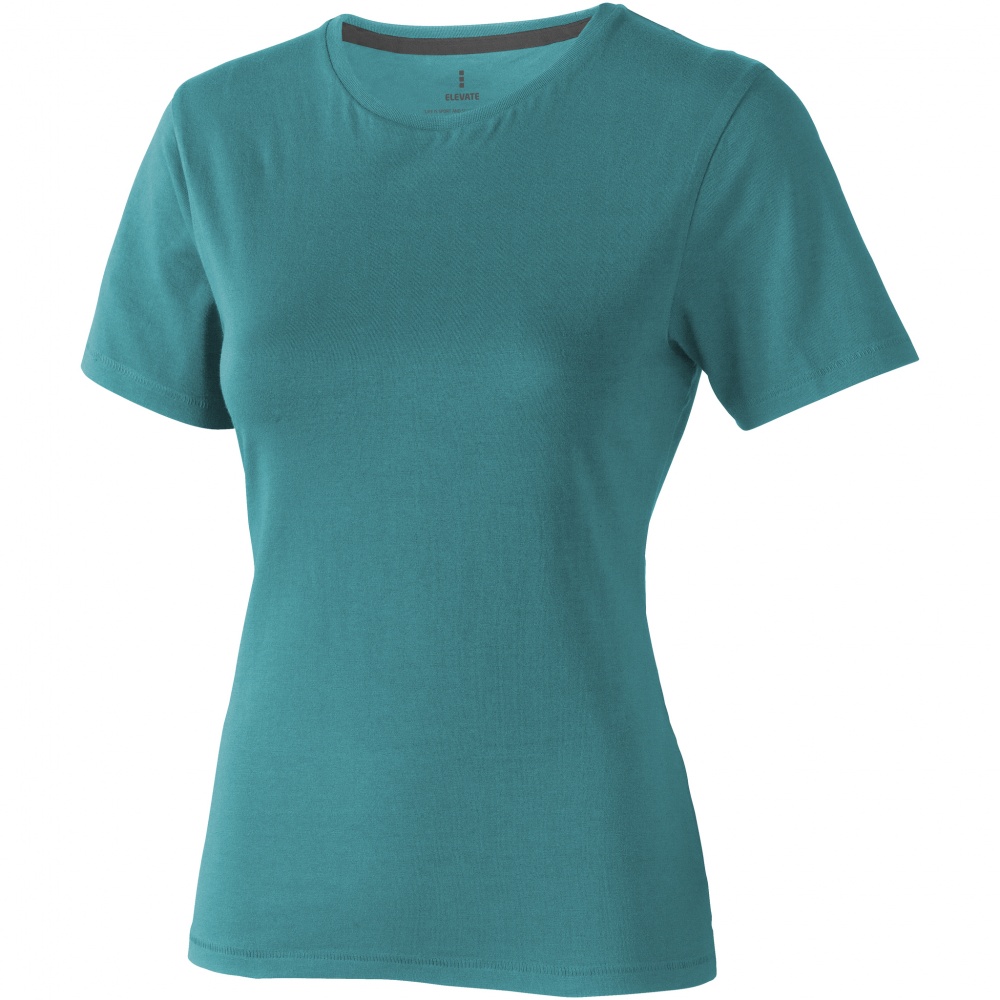 Logo trade business gifts image of: Nanaimo short sleeve ladies T-shirt, aqua blue