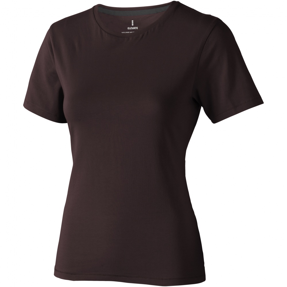 Logo trade corporate gift photo of: Nanaimo short sleeve ladies T-shirt, dark brown