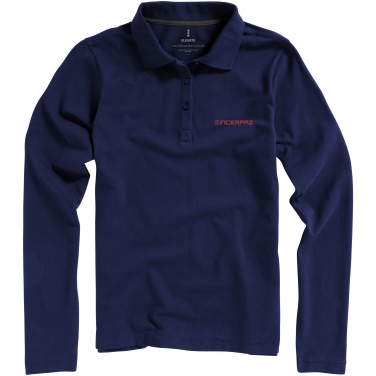 Logo trade promotional giveaways picture of: Oakville long sleeve ladies polo navy