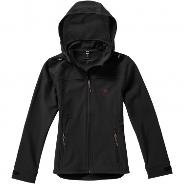 Logo trade promotional merchandise photo of: Langley softshell ladies jacket, black