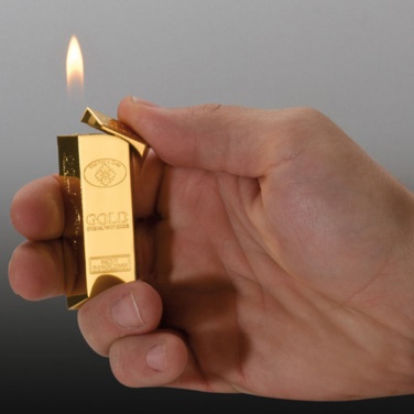 Logo trade promotional giveaways image of: Lighter Gold Bar, gold