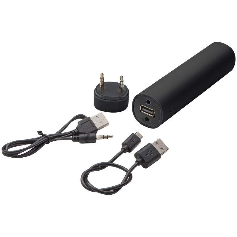 Logo trade promotional item photo of: Powerbank and speakers in one, Black