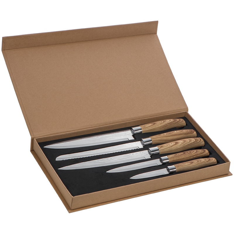 Logo trade promotional giveaways picture of: Set of 5 knives, brown