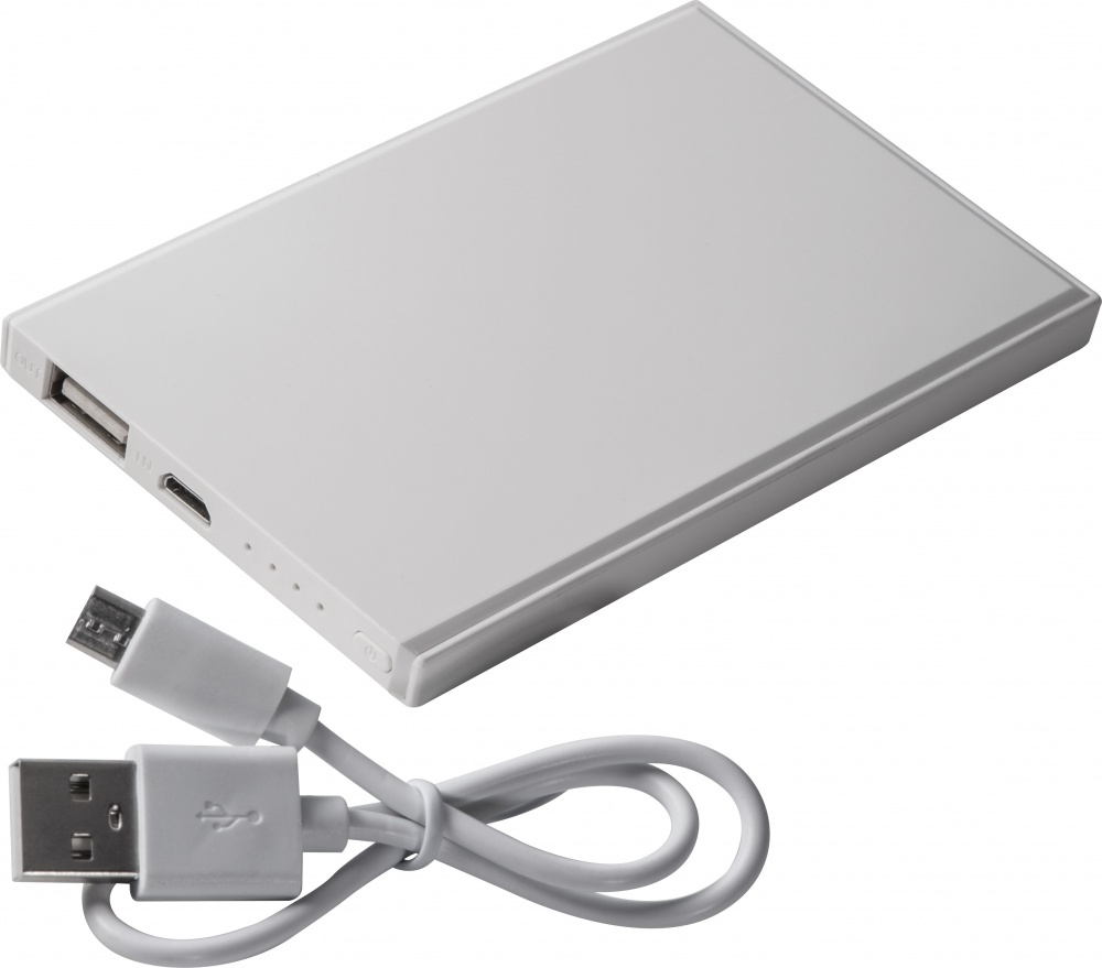 Logo trade promotional items image of: Powerbank 2200 mAh with USB port in a box, White