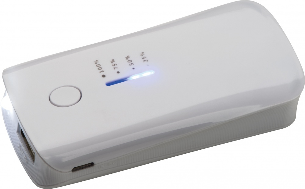 Logotrade promotional giveaway picture of: Powerbank 4000 mAh with USB port in a box, White