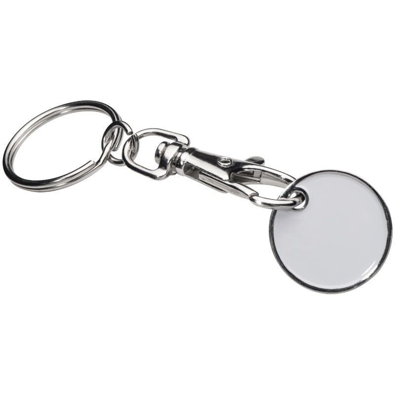 Logotrade promotional product image of: Keyring with shopping coin, white