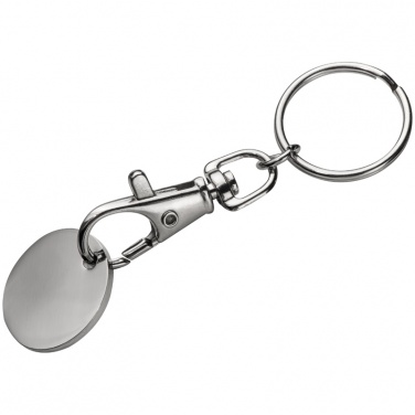 Logo trade business gifts image of: Keyring with shopping coin, white