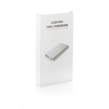 Logo trade promotional merchandise picture of: 4.000 mAh type C powerbank, silver