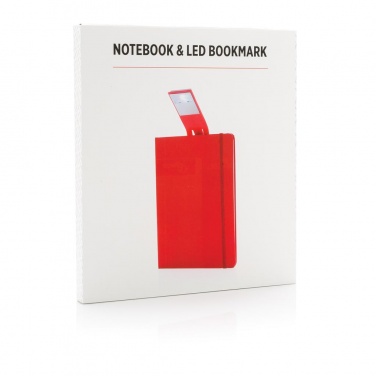 Logo trade business gifts image of: A5 Notebook & LED bookmark, red