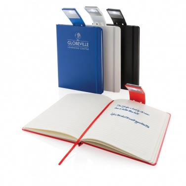 Logo trade promotional merchandise photo of: A5 Notebook & LED bookmark, red