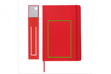 Logo trade promotional giveaways image of: A5 Notebook & LED bookmark, red