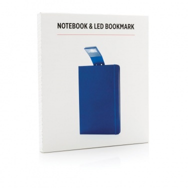 Logo trade promotional merchandise image of: A5 Notebook & LED bookmark, blue
