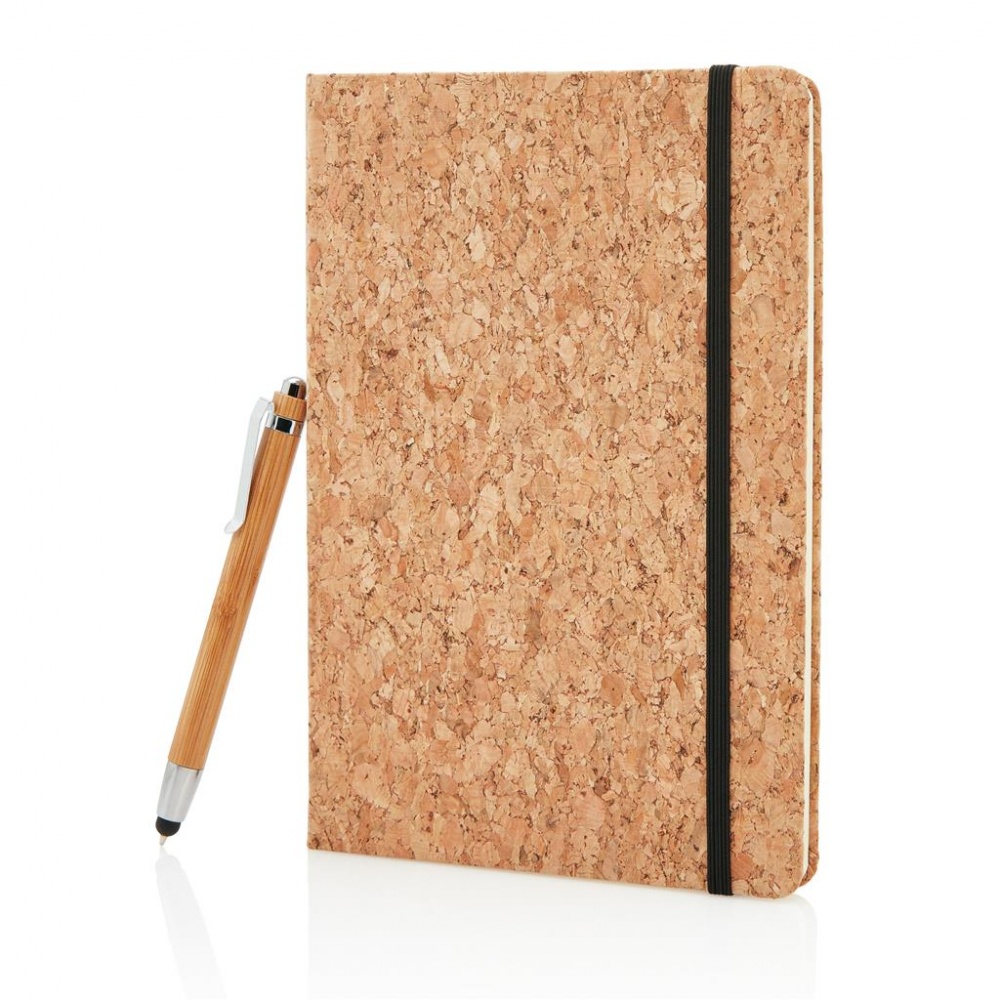 Logotrade promotional merchandise photo of: A5 notebook with bamboo pen including stylus, brown