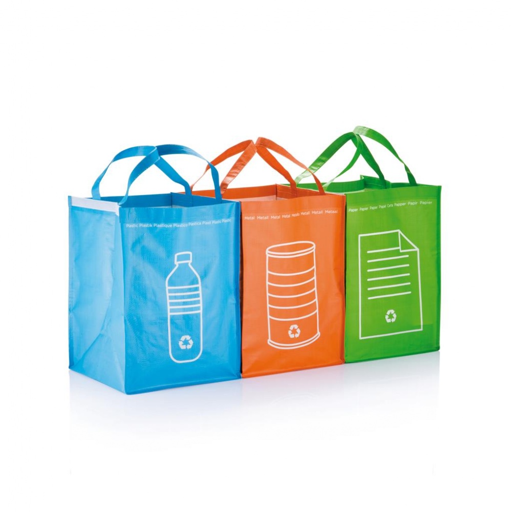 Logo trade advertising product photo of: 3pcs recycle waste bags, green