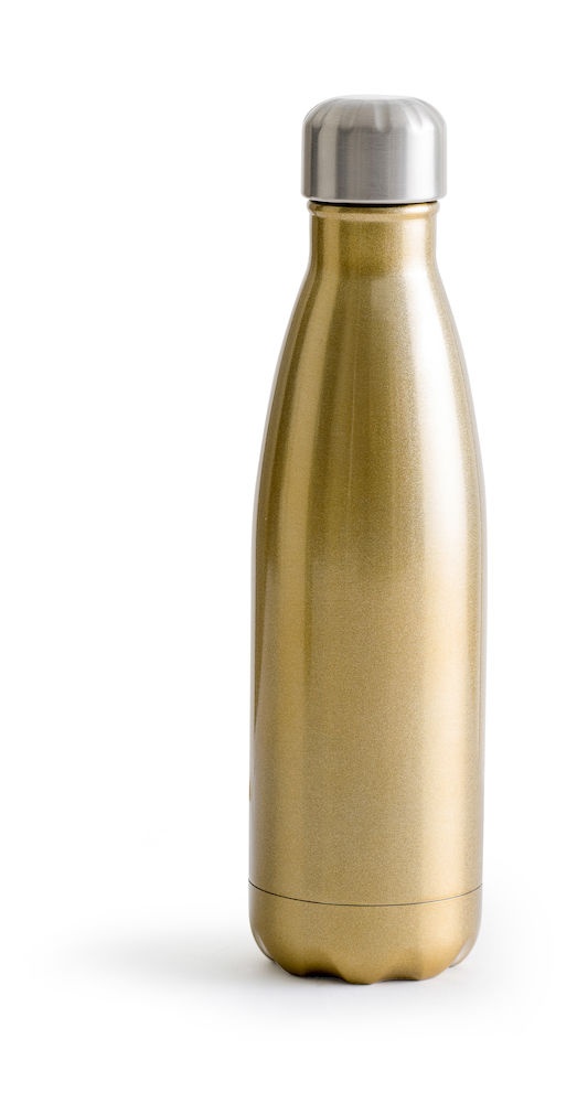 Logo trade business gift photo of: Steel water bottle, gold-coloured