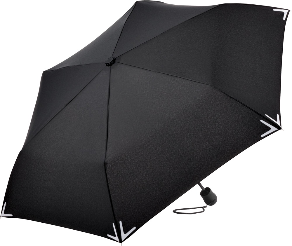 Logo trade advertising products image of: Mini umbrella Safebrella® LED light 5171, Black