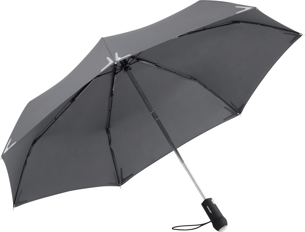 Logo trade promotional giveaway photo of: AOC mini umbrella Safebrella® LED 5471, Grey
