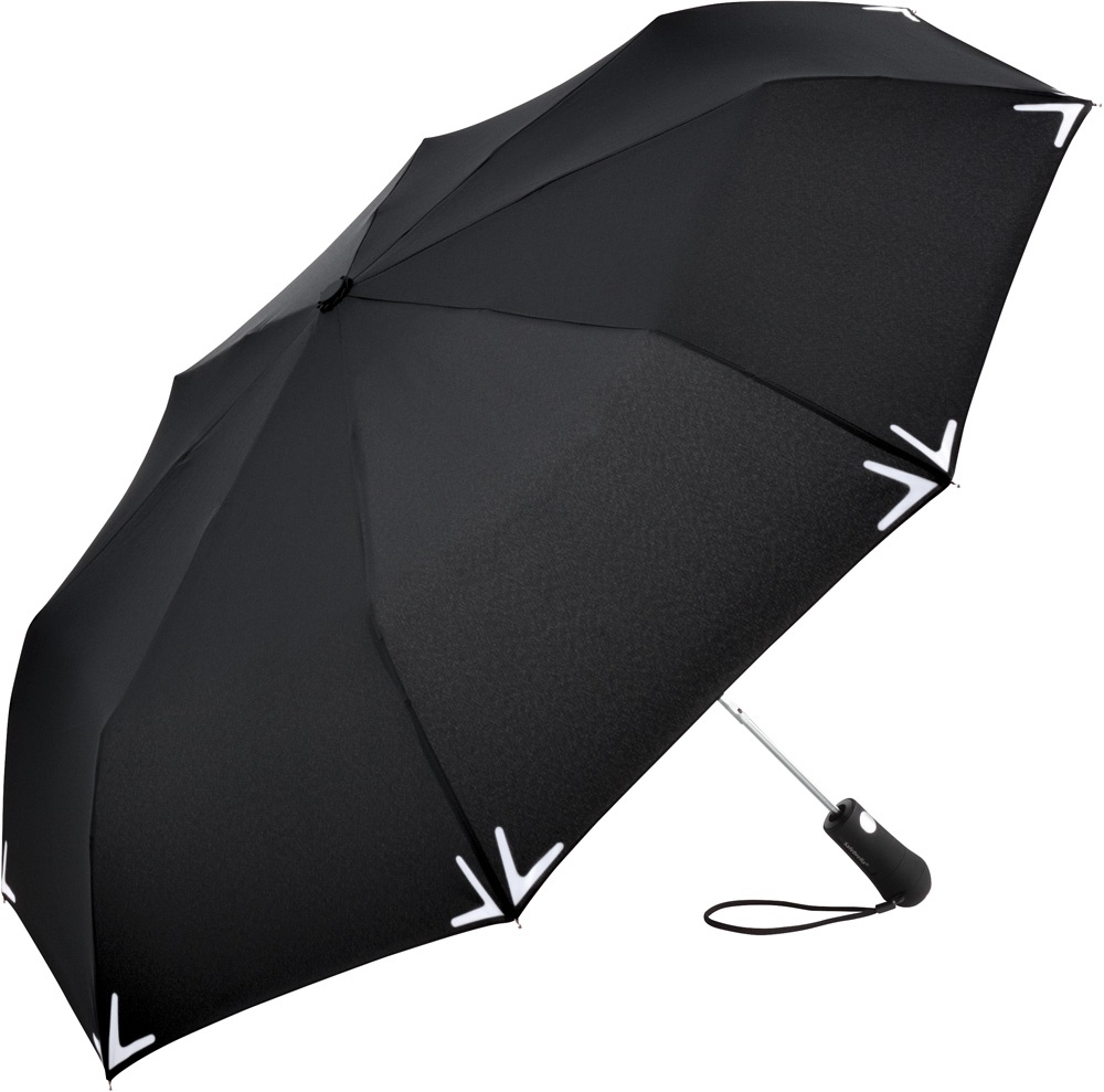 Logo trade business gifts image of: AC mini umbrella Safebrella® LED 5571, Black