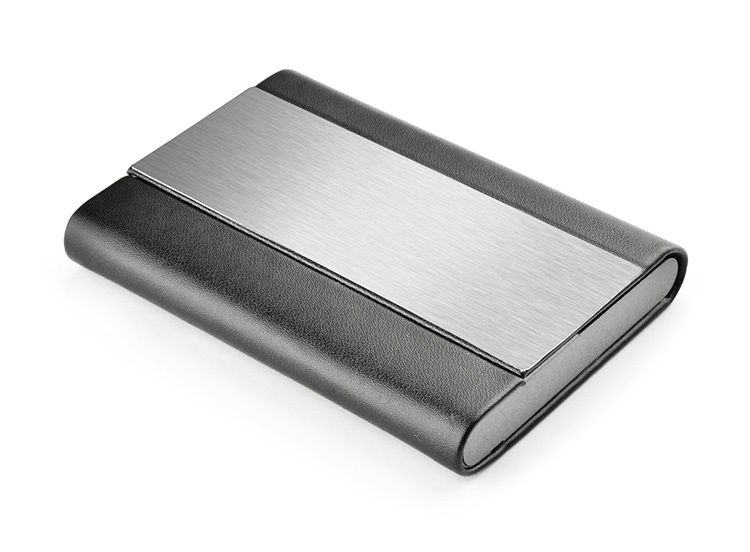 Logo trade corporate gift photo of: Business card holder DISA, Silver