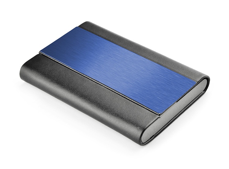 Logo trade promotional merchandise photo of: Business card holder DISA, Blue