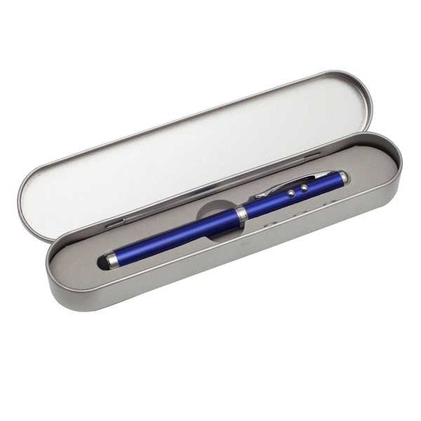 Logotrade promotional gift image of: Supreme ballpen with laser pointer - 4 in 1, blue