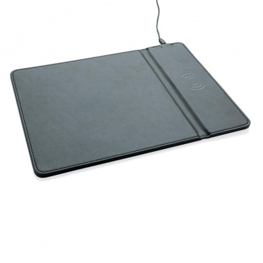 Logo trade advertising products image of: Mousepad with 5W wireless charging, black