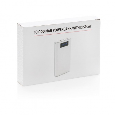Logo trade promotional giveaways picture of: 10.000 mAh powerbank with display, white