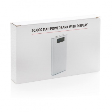 Logo trade promotional product photo of: 20.000 mAh powerbank with display, white